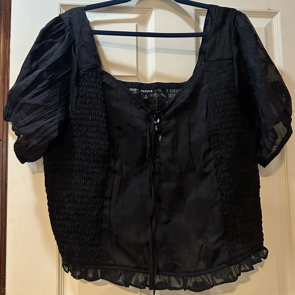 Cotton clip floral smocked crop top torrid size 3 3x